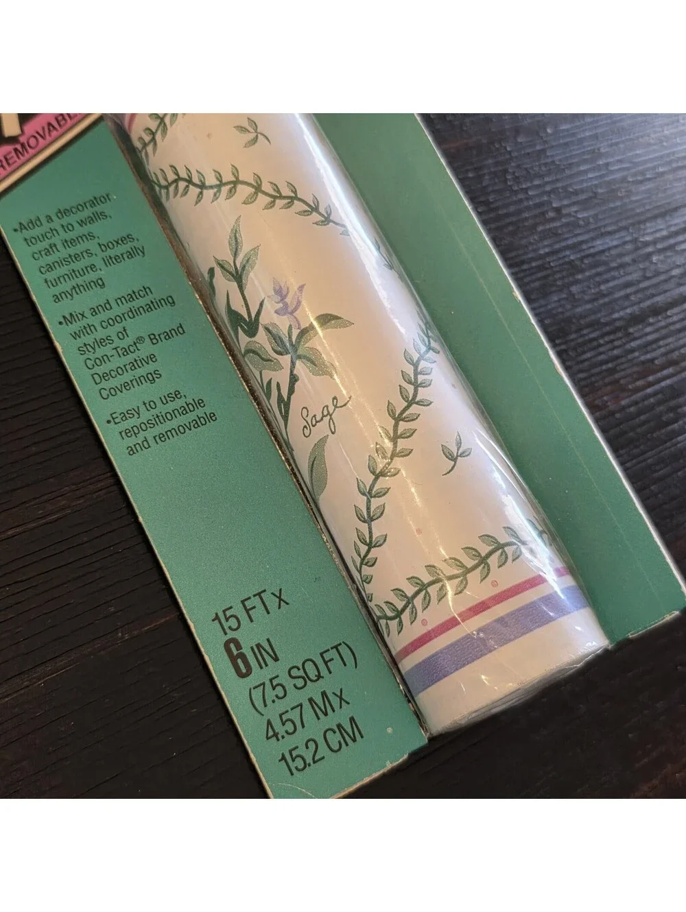 Vintage 1991 Herb Garden Con-Tact Removable Adhesive Trim 15' x 6